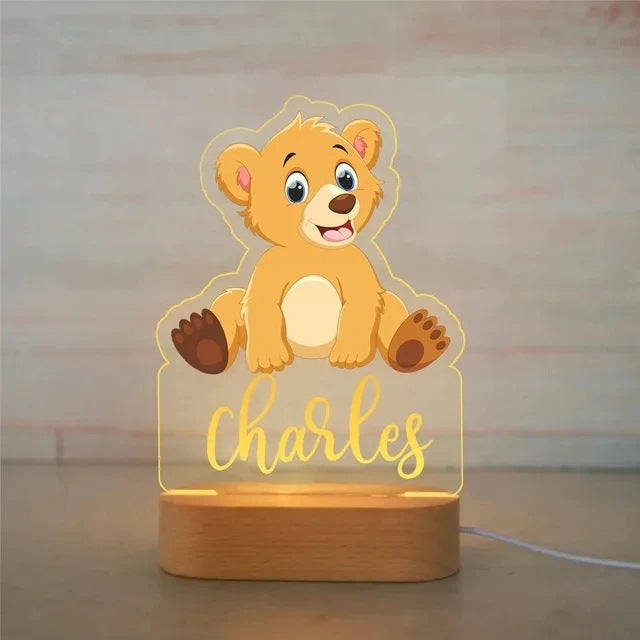 Personalized Animal Safari Night Light — Custom Name LED Kids Lamp