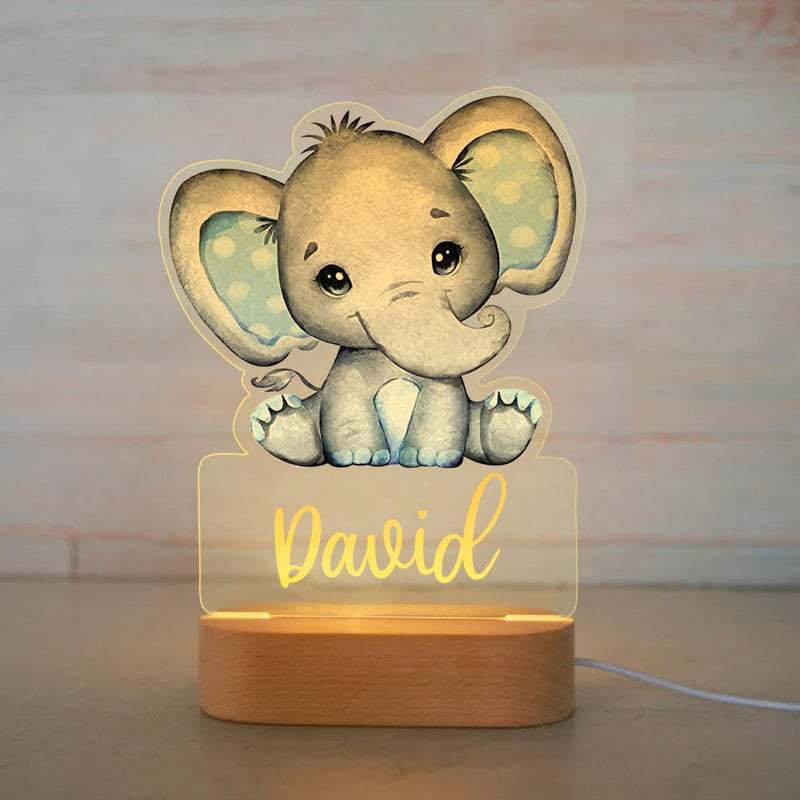 Personalized Animal Safari Night Light — Custom Name LED Kids Lamp