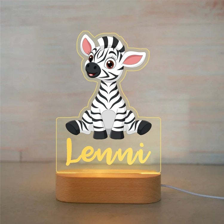 Personalized Animal Safari Night Light — Custom Name LED Kids Lamp