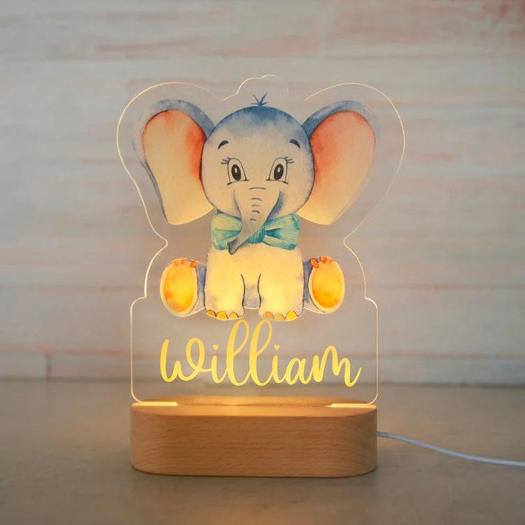 Personalized Animal Safari Night Light — Custom Name LED Kids Lamp