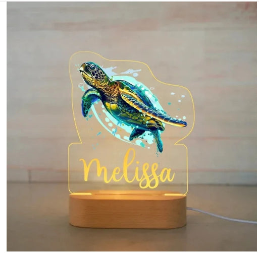 Personalized Animal Safari Night Light — Custom Name LED Kids Lamp