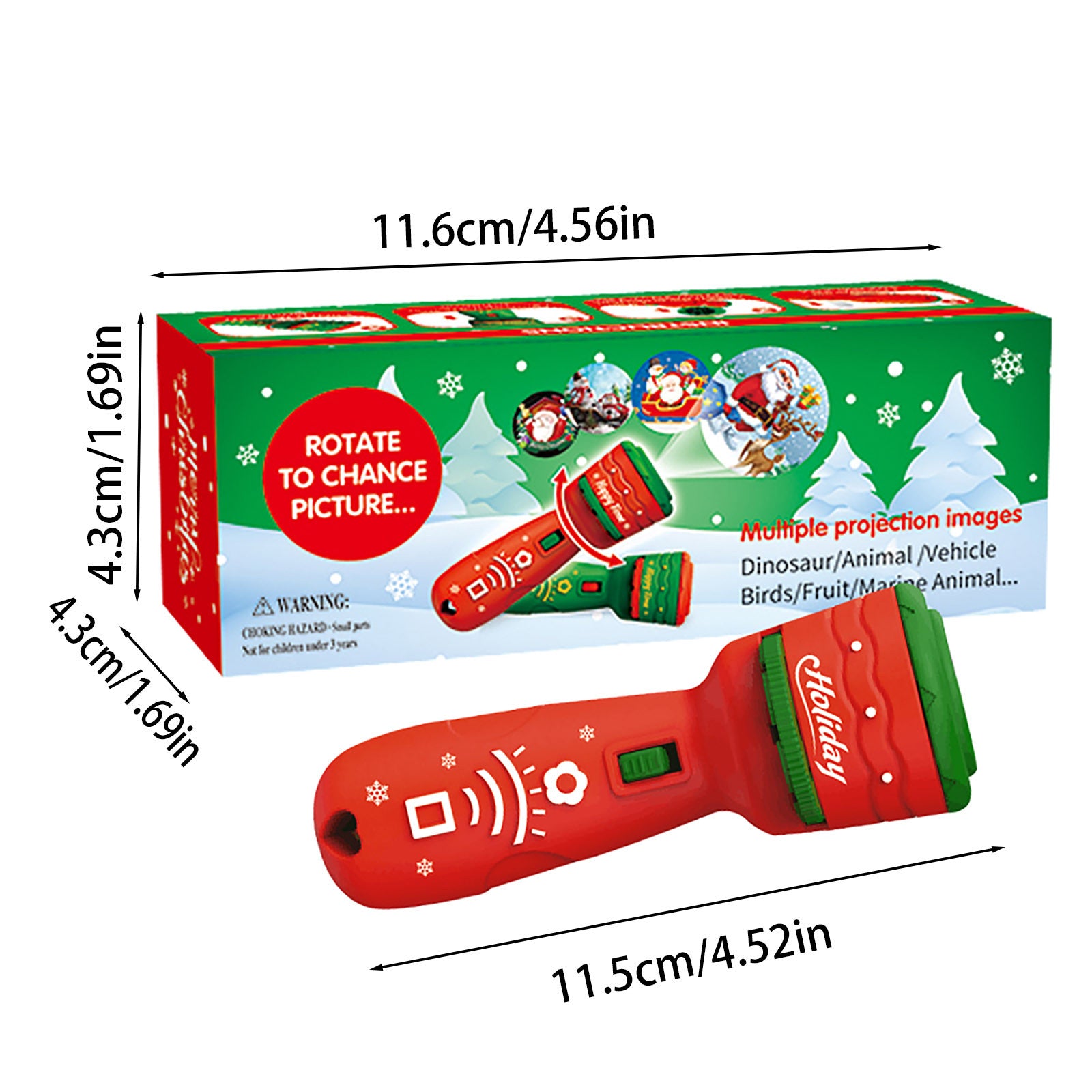 Santa Christmas Tree Flashlight Projector Torch Lamp Toy Early Education Toy for Kid Holiday Birthday Xmas Gift
