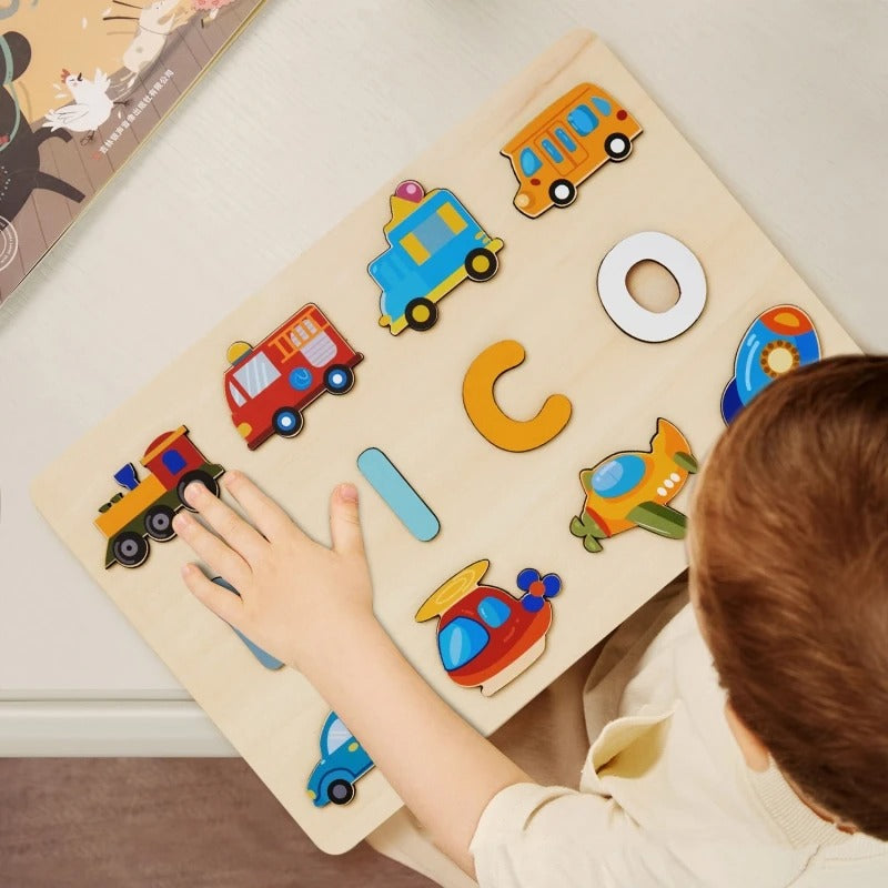 HeartWise Play – Personalised Wooden Name Puzzle Board with Engraving Option