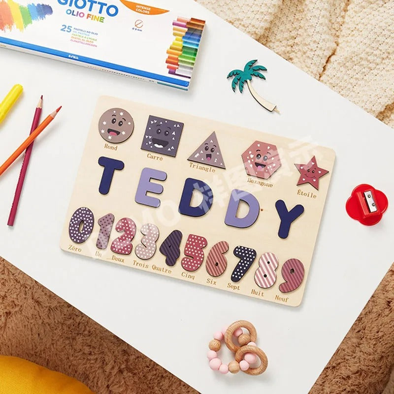HeartWise Play – Personalised Wooden Name Puzzle Board with Engraving Option