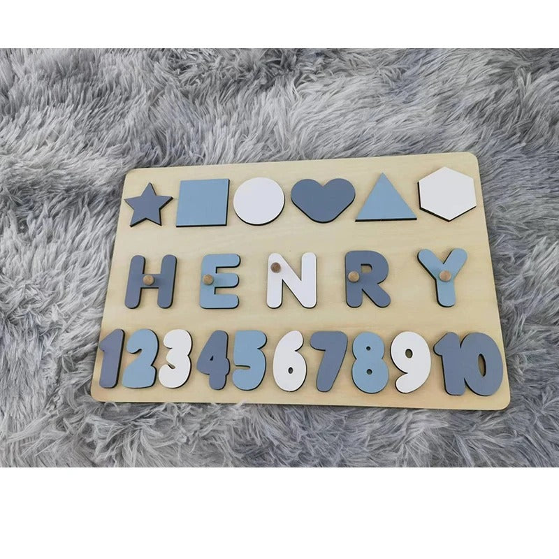 HeartWise Play – Personalised Wooden Name Puzzle Board with Engraving Option