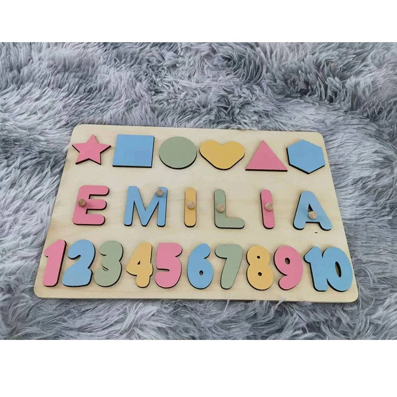 HeartWise Play – Personalised Wooden Name Puzzle Board with Engraving Option