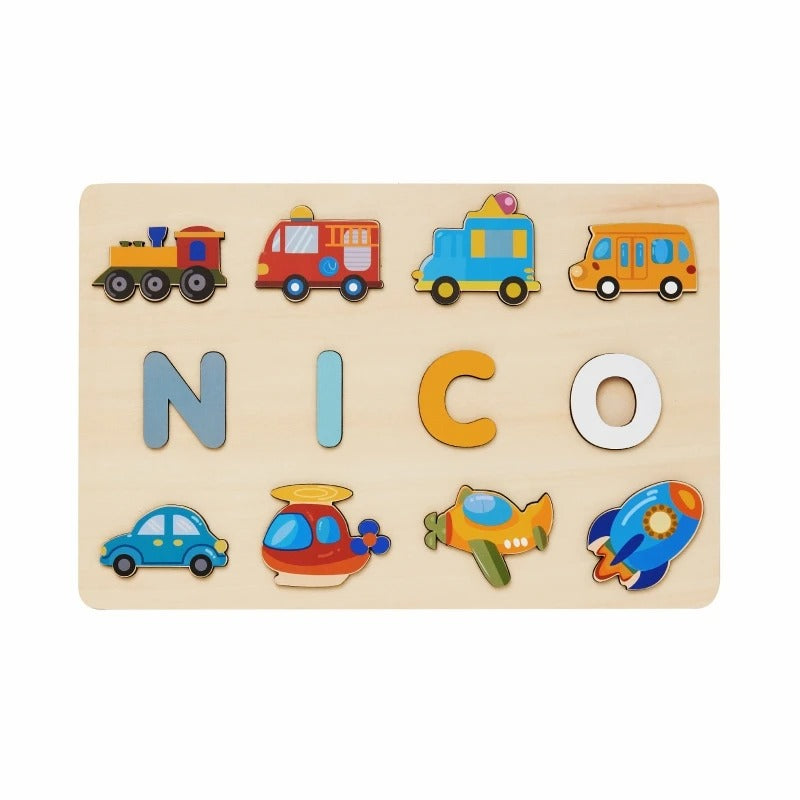 HeartWise Play – Personalised Wooden Name Puzzle Board with Engraving Option