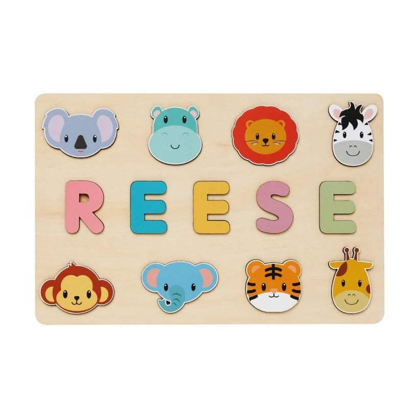 HeartWise Play – Personalised Wooden Name Puzzle Board with Engraving Option