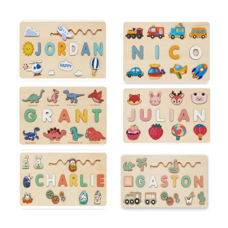 HeartWise Play – Personalised Wooden Name Puzzle Board with Engraving Option