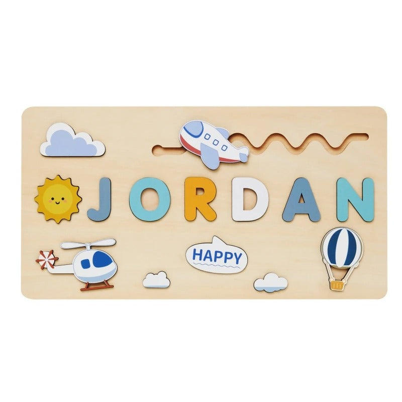 HeartWise Play – Personalised Wooden Name Puzzle Board with Engraving Option