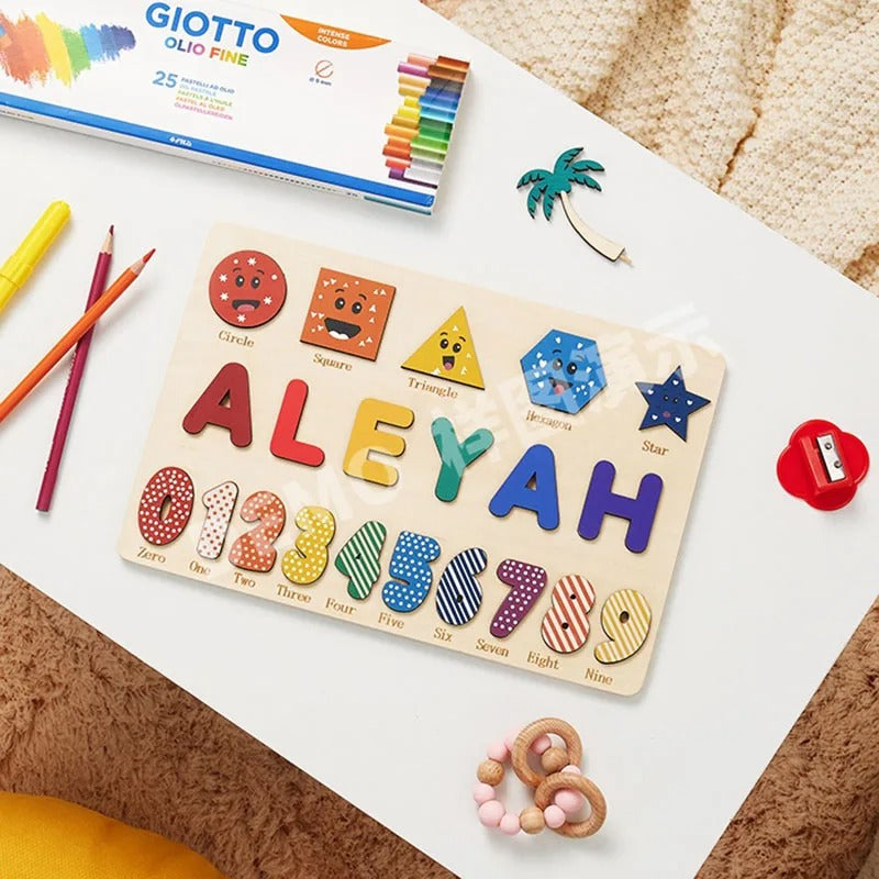 HeartWise Play – Personalised Wooden Name Puzzle Board with Engraving Option