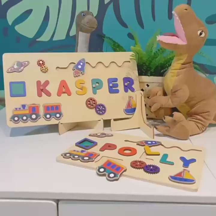 HeartWise Play – Personalised Wooden Name Puzzle Board with Engraving Option